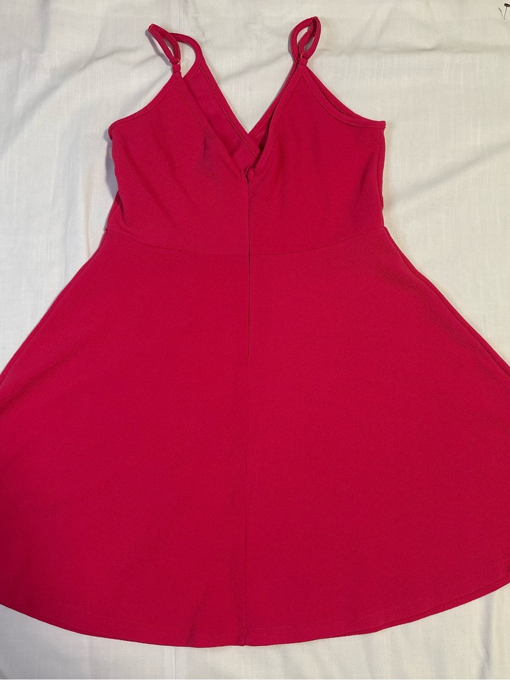 SHEIN Bright Pink V-Neck Spaghetti Strap Mini Dress